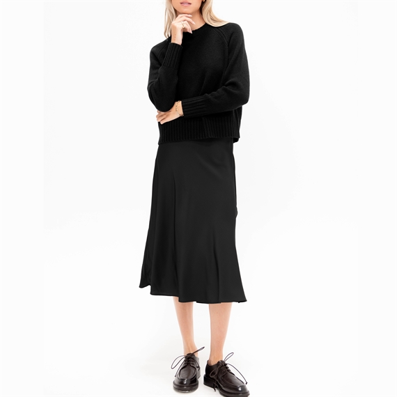 Allude Silk Satin Nederdel, Sort 